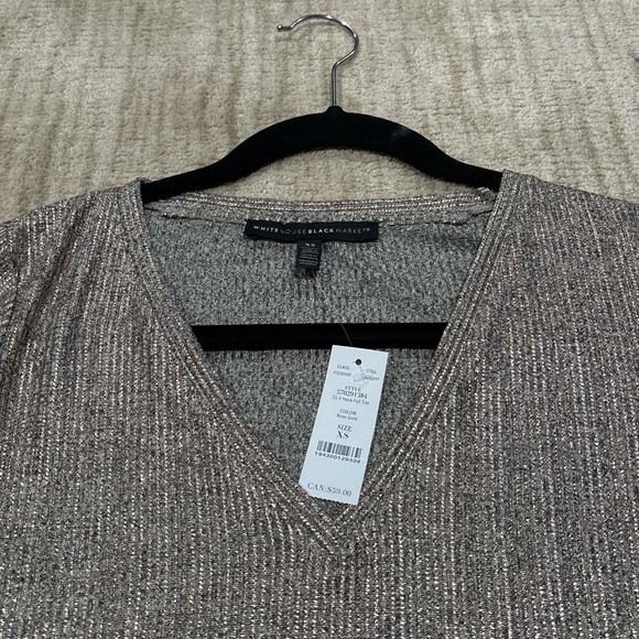 White House Black Market Shimmering Short Sleeve Top - Picture 2 of 4